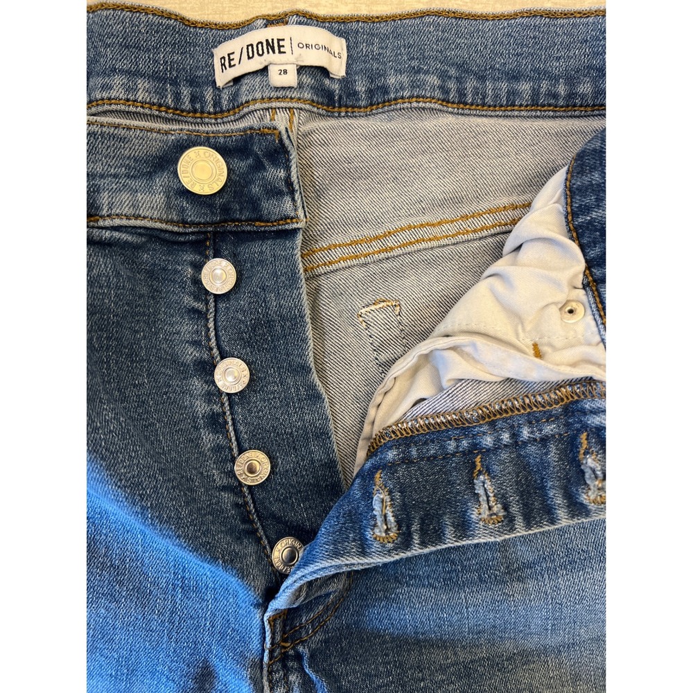 RE/DONE Originals High Rise Straight Leg Button Fly Blue Jeans Size 28
